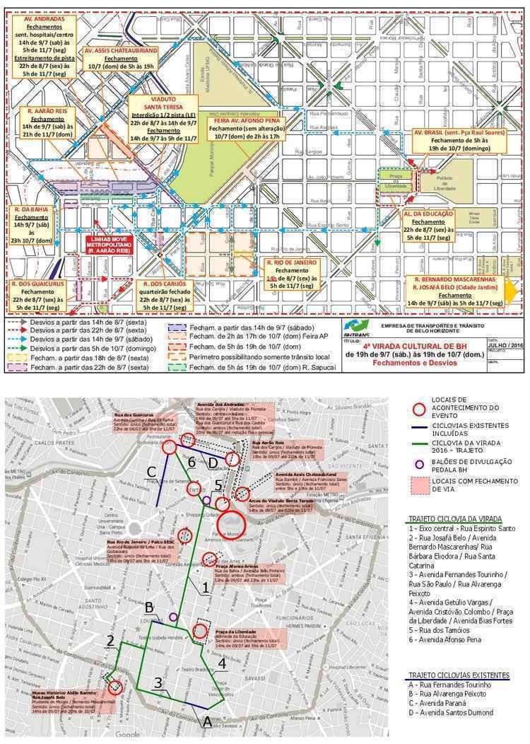 Ciclovia vai conectar palcos da Virada Cultural em BH, confira o mapa  - BH Trans