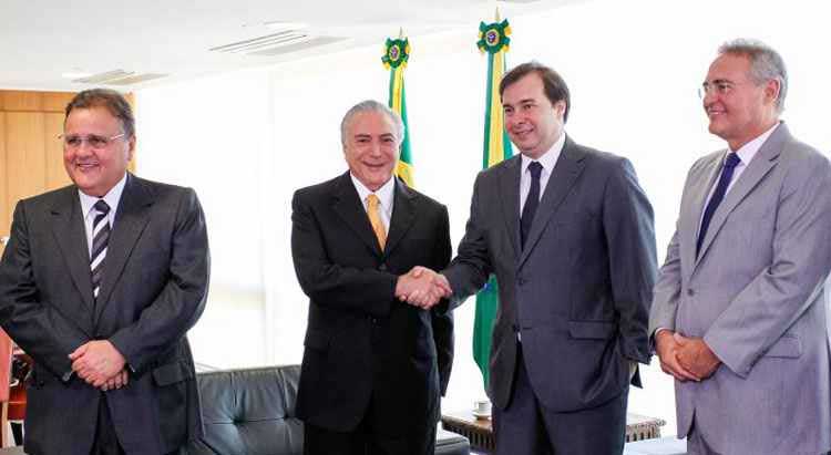 Temer recebe Renan e Maia para definir agenda do governo no Congresso - Beto Barata/PR - 14/7/16