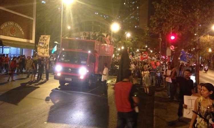 Manifestações interrompem trânsito em várias vias da Região Central de BH  - João Henrique do Vale/EM/D.A Press 