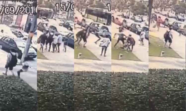 Vídeo flagra estudante sendo assaltado e agredido no Bairro de Lourdes, em BH - Câmera de segurança