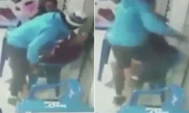 Câmeras de segurança filmam espancamento de mulher no interior de SP - Reprodução