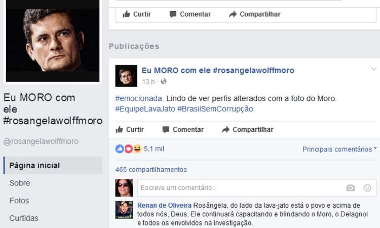 Mulher de Moro agradece internautas que apoiam o marido - Facebook/Reprodução