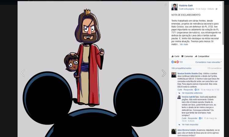Deputado diz em entrevista a rádio que Mickey Mouse é gay - Facebook/Reprodução