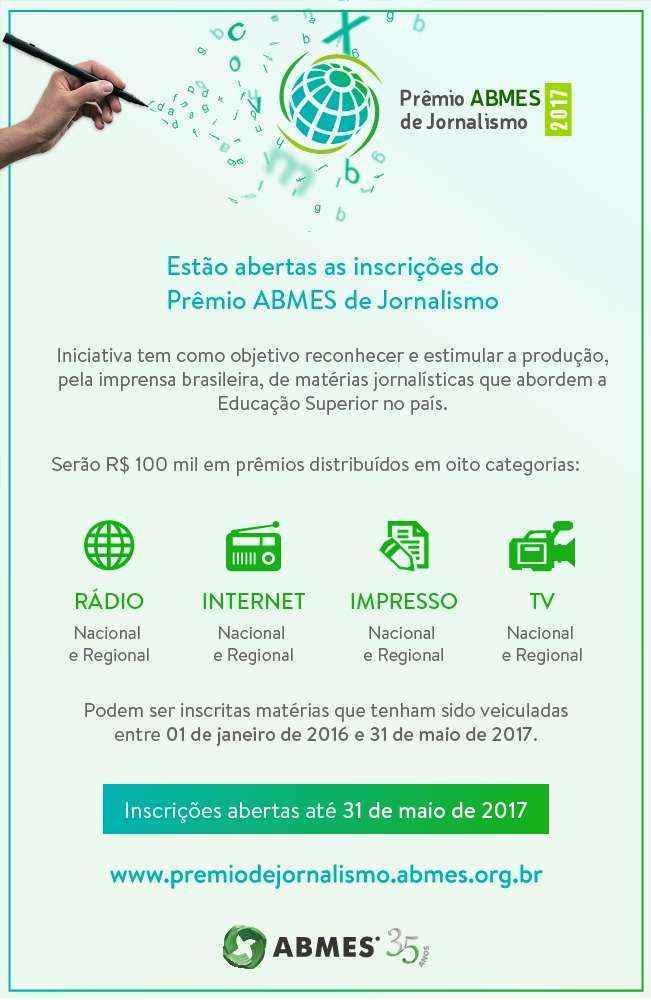 
Membros da Academia Brasileira de Letras serão jurados do Prêmio ABMES de Jornalismo 2017 - Dino