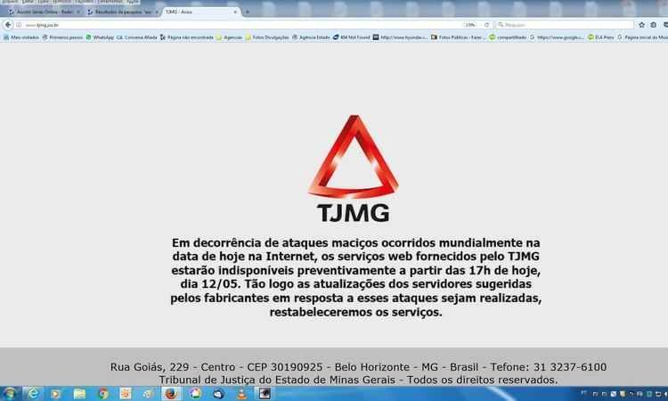 Prefeitura de BH, Tribunal de Justiça e Ministério Público de MG desligam computadores - Reprodução Internet