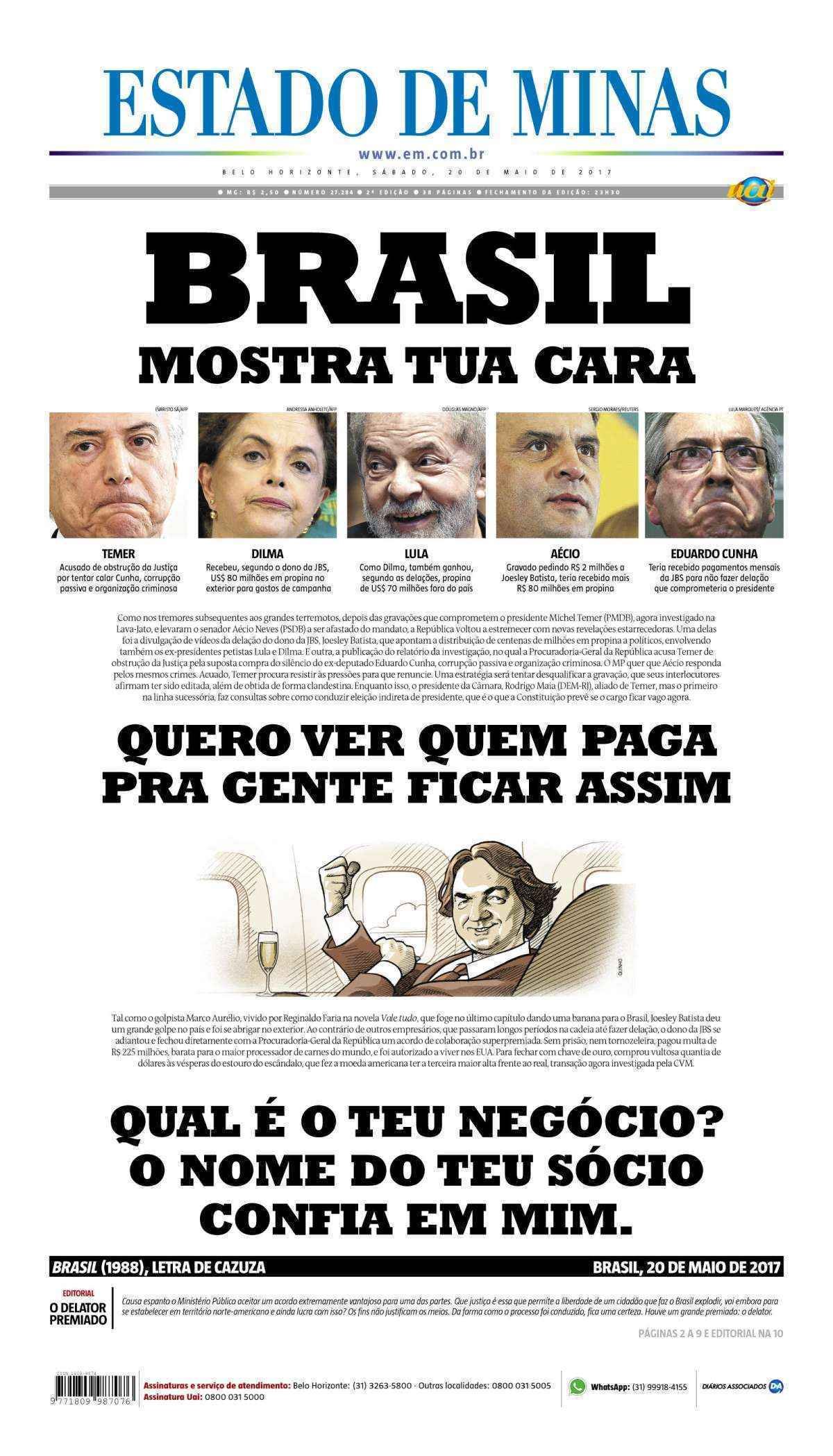 Capa do Estado de Minas foi vista por mais de 1 milhão de pessoas no Facebook