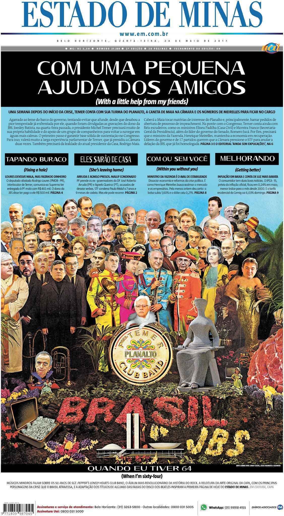 Inspirada em álbum dos Beatles, capa do Estado de Minas viraliza nas redes sociais  - Reprodução