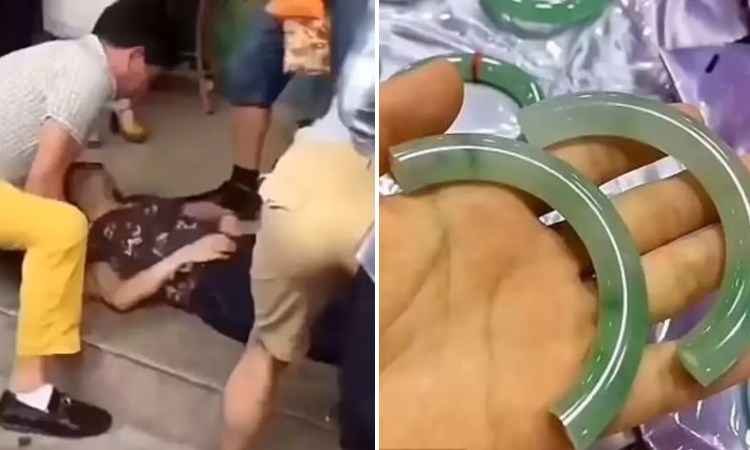 Mulher desmaia ao quebrar joia avaliada em R$145 mil - Reprodução/Youtube/Sunhose08