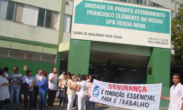 Servidores da UPA Venda Nova protestam por maior segurança e investimento na unidade - Sindibel/Reprodução Internet