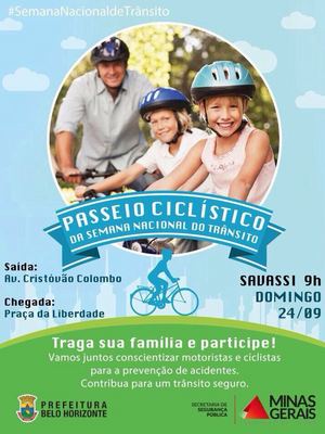 Domingo é dia de pedalar na Savassi pela Campanha Nacional de Trânsito