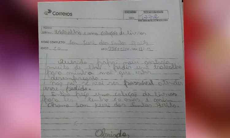 Em carta ao Papai Noel, criança pede um emprego para a mãe - Reprodução/TV Cabo Branco