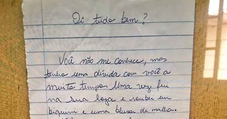 Arrependida de furto, mulher devolve R$ 400 com carta anônima de desculpas - 
Reprodução/TV Morena