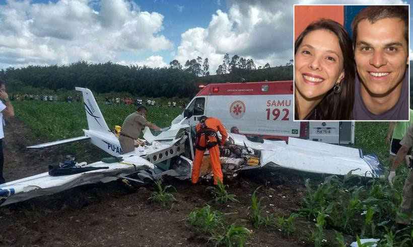 Aeronave com três ocupantes cai e uma mulher morre em Baependi, no Sul de Minas  - CBMMG/Divulgação