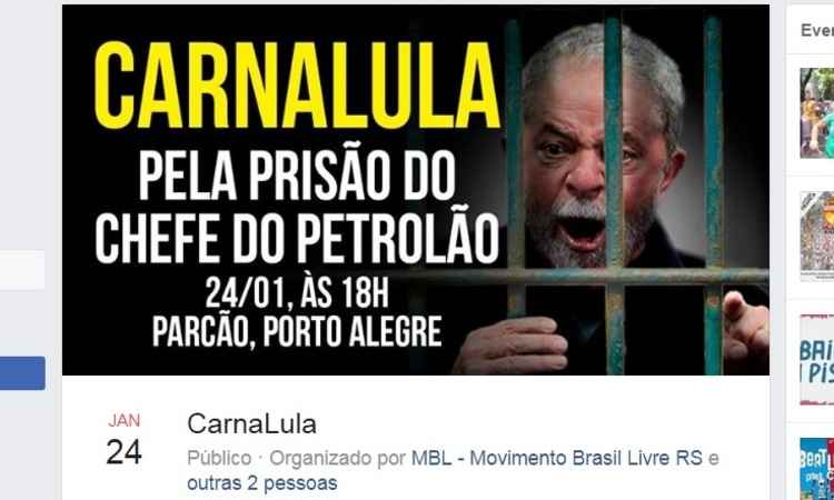 MBL convoca 'CarnaLula' para comemorar possível condenação do petista - Reprodução Facebook