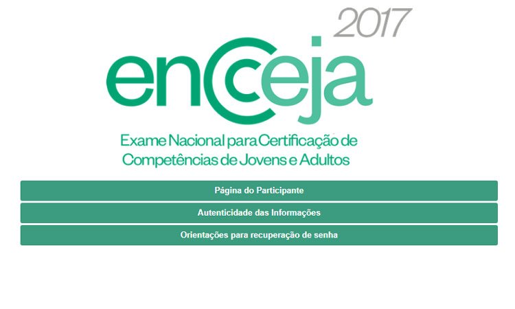 Candidatos relatam problemas para ver a nota do Encceja 2017 no site do Inep - Reprodução da internet/Divulgação