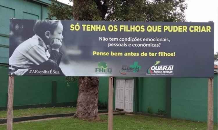 Prefeitura mantém campanha sobre ter filhos e diz que quis provocar o 'debate' - Reprodução