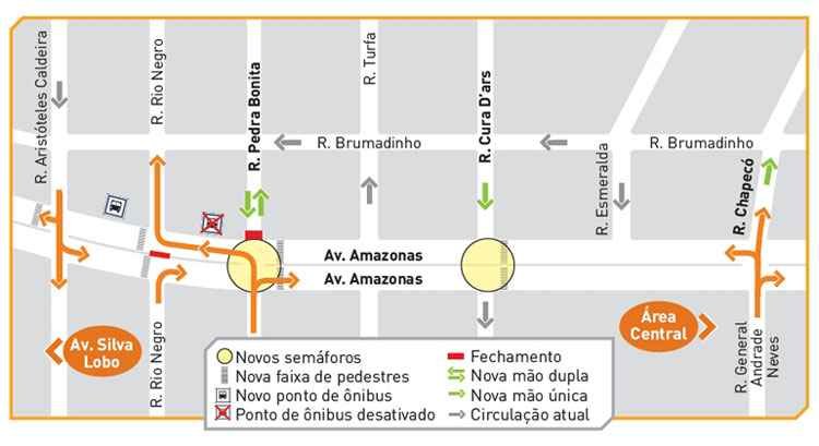 Avenida Amazonas e ruas do entorno têm mudança de circulação - BHTrans/Divulgação