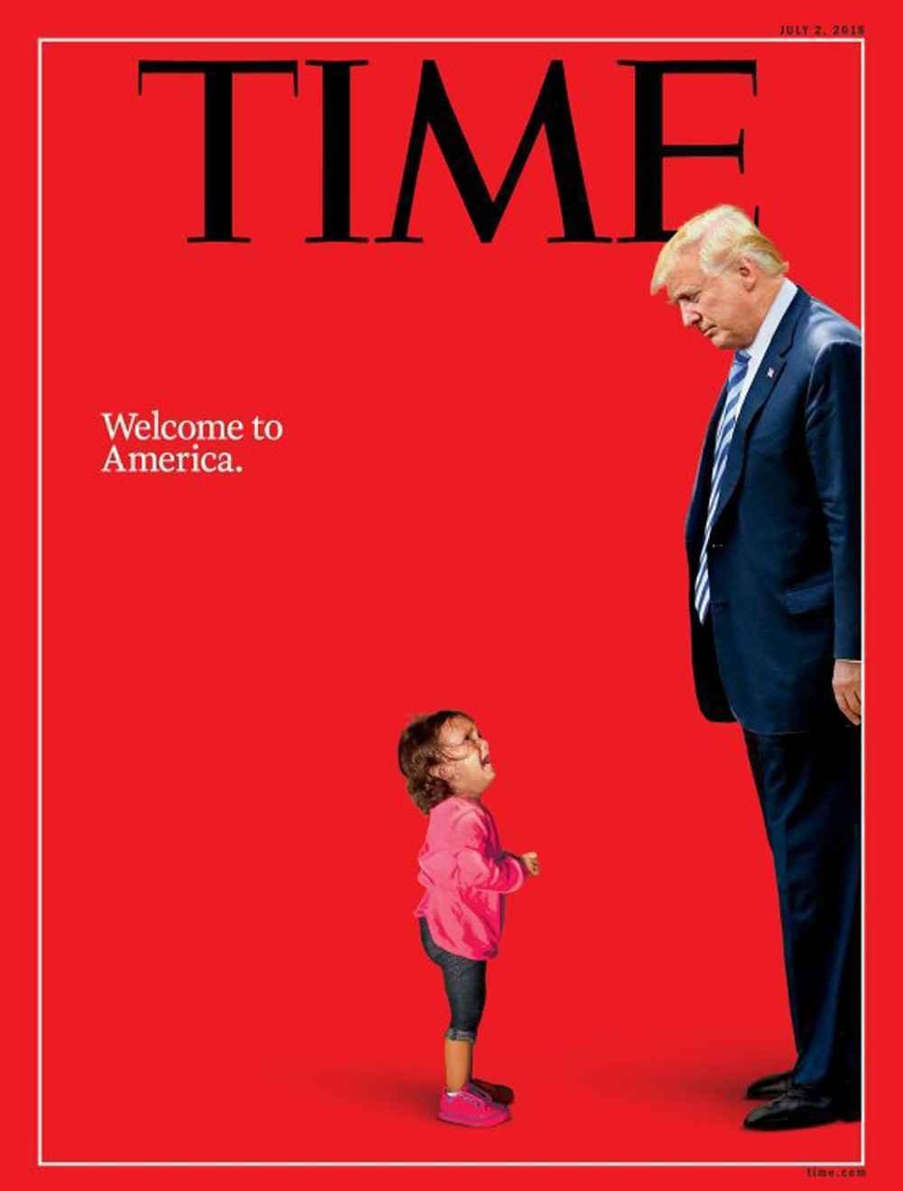 Trump 'encara' menina estrangeira separada dos pais em capa de revista - Reprodução