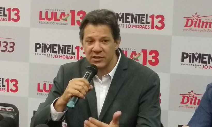 Em campanha em BH, Haddad evita falar em substituir Lula - Paulo Filgueiras / EM / D.A. Press