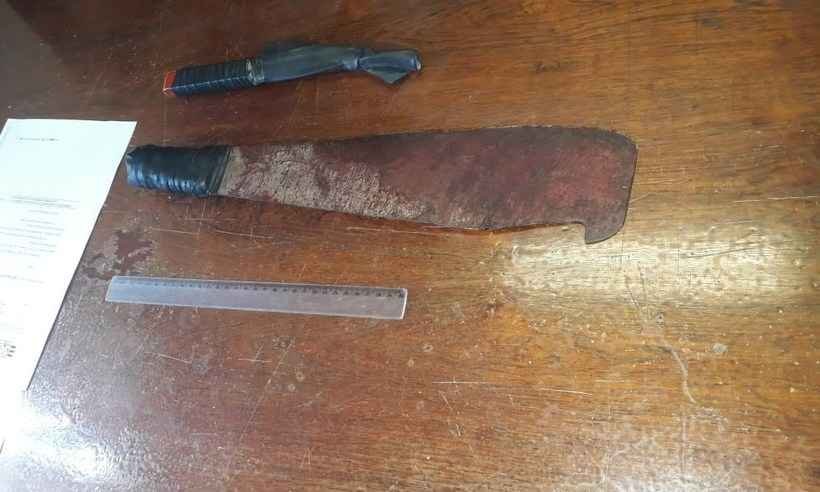 Homem armado com facão invade ônibus escolar e ataca ex-mulher - Polícia Militar/Divulgação 