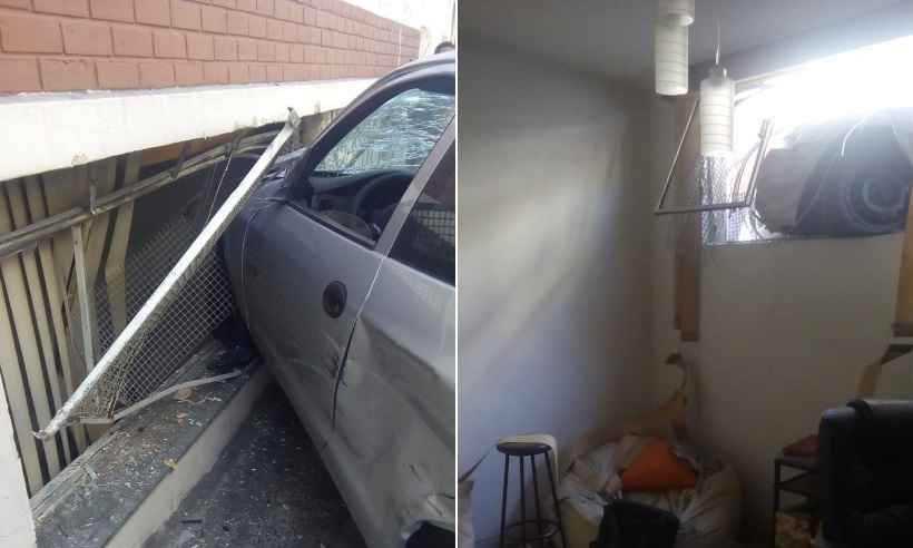 Carro invade apartamento em acidente no Bairro Barroca  - Whatsapp/Reprodução 