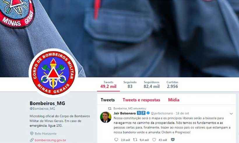 Corpo de Bombeiros de MG retuíta Bolsonaro; comando culpa hacker - Reprodução/Facebook