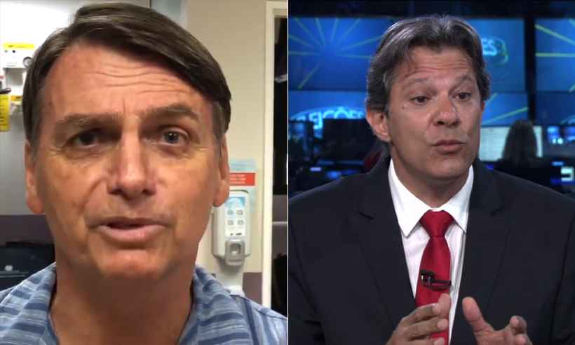Ibope: convicção de eleitorado de Bolsonaro sobe a 59%; de Haddad fica em 49% - Montagem/EM/D.A press