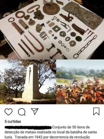Peças históricas da Batalha de Santa Luzia são recuperadas em Belo Horizonte - Reprodução da Internet/Instagram