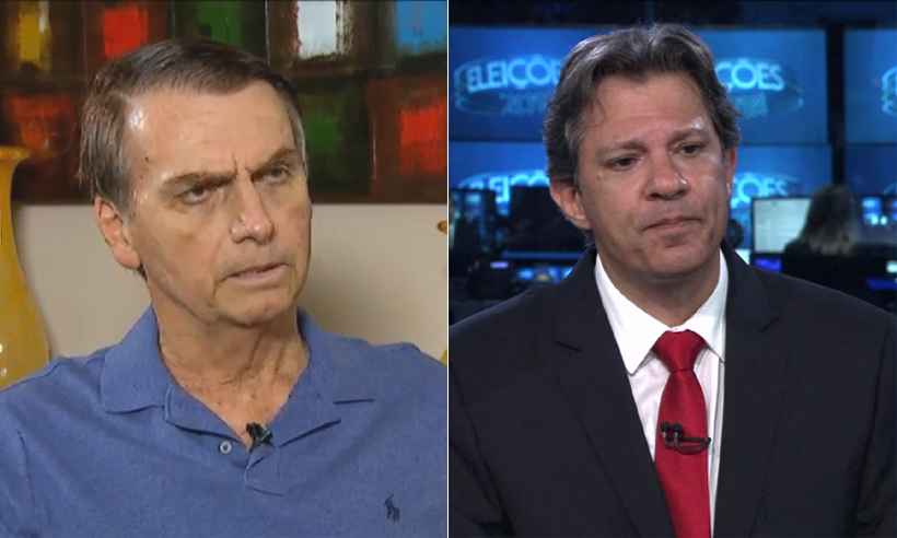 CNT/MDA mostra Bolsonaro com 36,7% e Haddad com 24% - EM/D.A press/ Reprodução