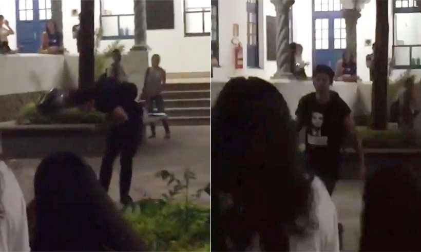 Aluno da PUC Minas é hostilizado por usar camiseta de Bolsonaro no campus - Reprodução/Twitter