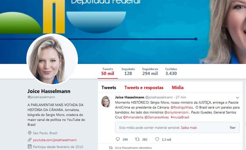 Joice Hasselmann diz que o Brasil será o paraíso do crime - Reprodução/ Twitter 