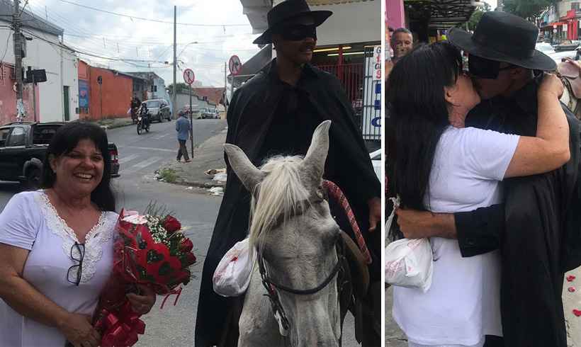 'Zorro apaixonado' homenageia esposa com flores e cavalo branco em BH - Reprodução/ Instagram