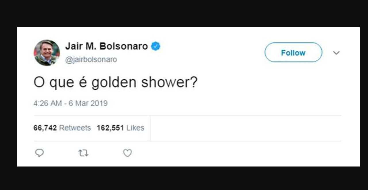 Após ação no STF, Bolsonaro apaga postagens sobre 'golden shower' - Reprodução/Twitter