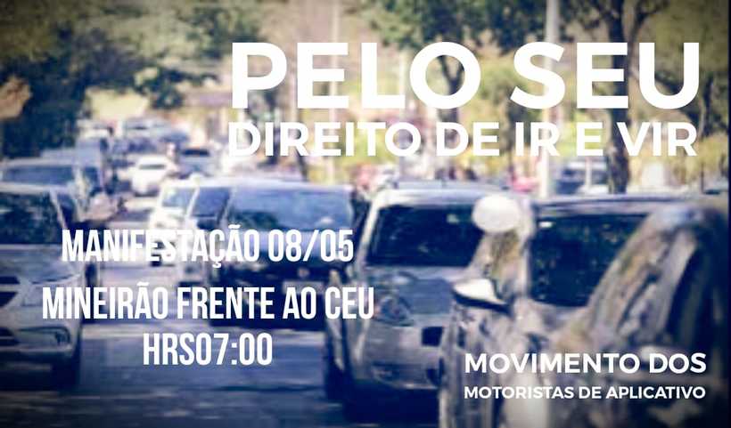 Motoristas de aplicativos marcam manifestações e paralisações em BH - Divulgação