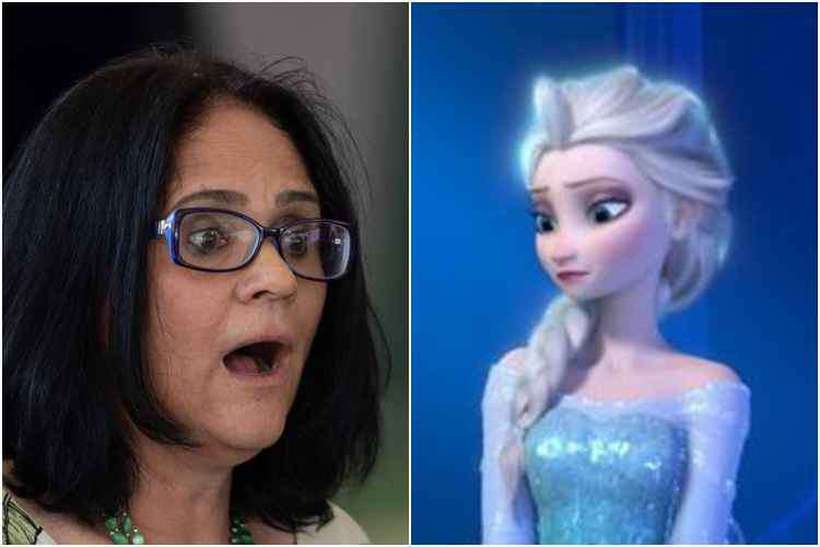 Damares diz que princesa Elsa do filme Frozen é lésbica - Sérgio Lima/AFP e Walt Disney/Divulgação