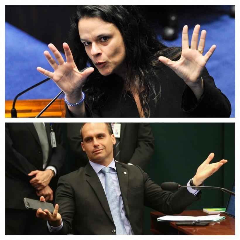 Eduardo Bolsonaro ironiza Janaína Paschoal - Edilson Rodrigues/Agência Senado e Fabio Rodrigues Pozzebom/ Agencia Brasil