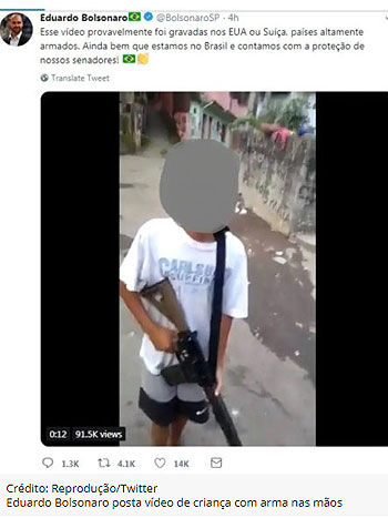 Filho de Bolsonaro publica vídeo de criança com rifle - Reprodução/Instagram