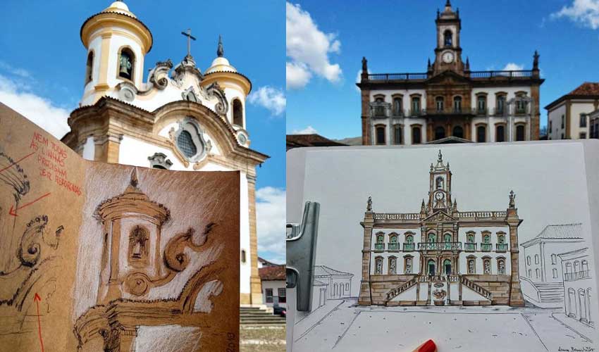 Rabiscos urbanos: Ouro Preto recebe encontro do movimento 'urban sketchers' - Reprodução/ Urban Sketchers