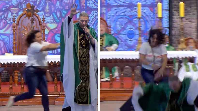 Mulher joga padre Marcelo Rossi do palco de evento em São Paulo; veja o vídeo - Reprodução da internet/Youtube