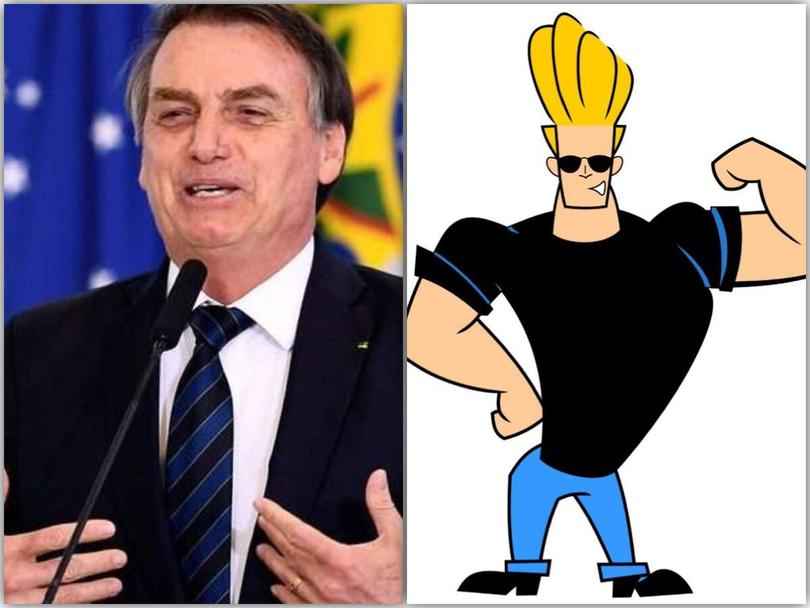 Musculoso, vaidoso e egocêntrico: conheça Johnny Bravo, o personagem adotado por Bolsonaro - Evaristo Sá/AFP e Cartoon Network
