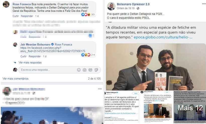 'Esquerdista estilo PSOL': página de Bolsonaro compartilha post sobre Dallagnol - Reprodução/Facebook