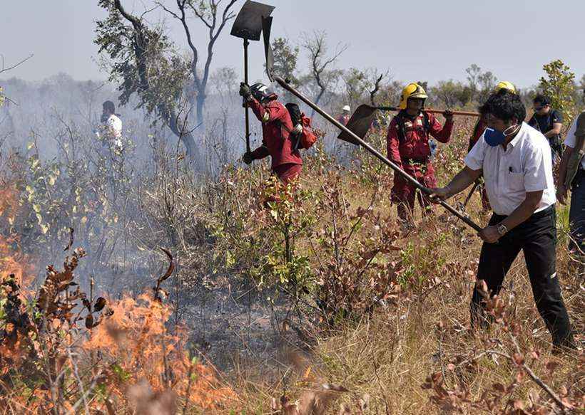 Presidente da Bolívia se perde na selva enquanto combatia incêndios - AIZAR RALDES / AFP