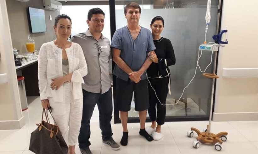 Moro visita o presidente Jair Bolsonaro no hospital - Reprodução/Twitter