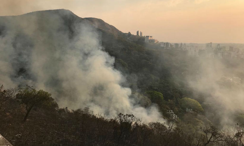 Incêndio em vegetação assusta moradores no Bairro Buritis; veja vídeo - Ramon Lisboa/EM/D.A.Press