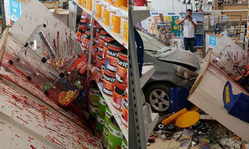 Motorista confunde pedais e invade loja de tintas em Minas - Reprodução/WhatsApp
