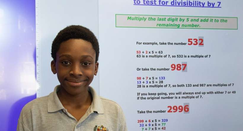 Menino de 12 anos descobre fórmula matemática que ajuda o estudo da divisão - Westminster Under School/Arquivo