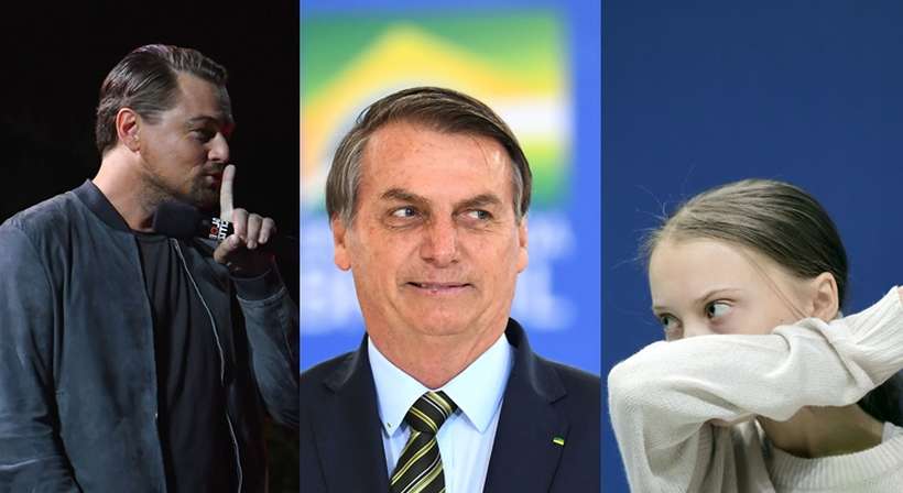 Bolsonaro volta a chamar Greta de ''pirralha'' e a acusar Leonardo DiCaprio - Angela Weiss;Evaristo Sá e Cristina Quicler/AFP