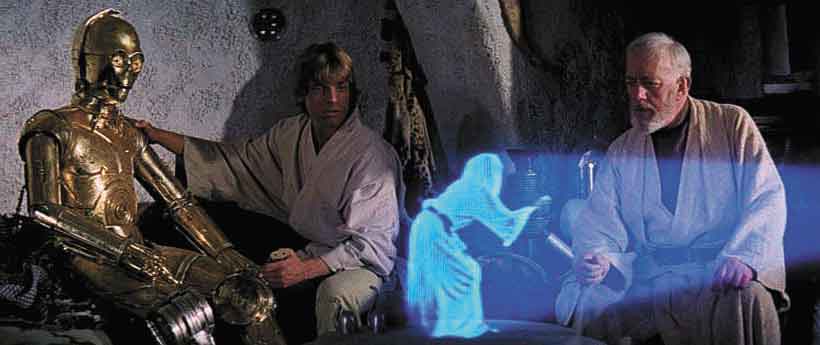 Tecnologia do holograma sai das telas da saga de Star wars e surge no mundo de hoje - Disney/Divulgação