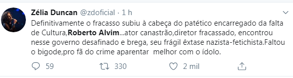 Classe artística repercurte pronunciamento de secretário de cultura que lembra discurso nazista  - Reprodução/Twitter