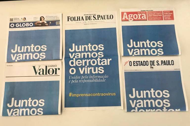Imprensa contra vírus: jornais brasileiros usam a mesma capa em combate à COVID-19  - Divulgação